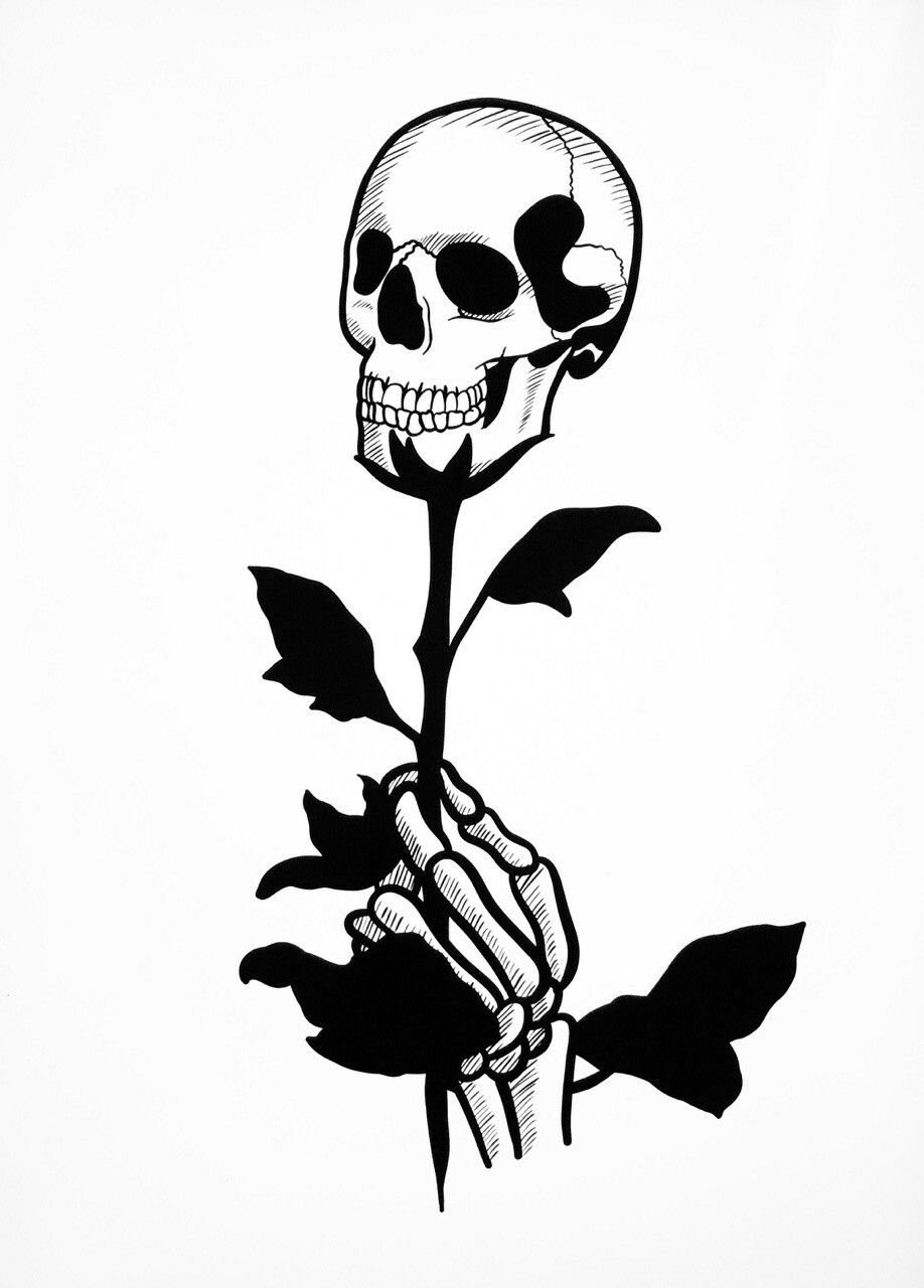 Череп с цветами раскраска