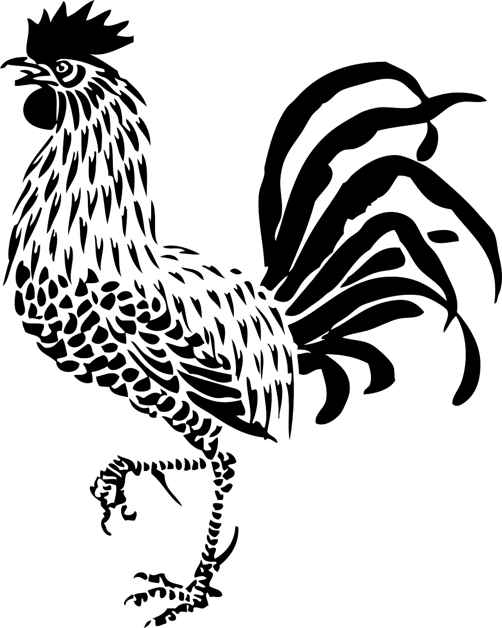 Силуэт петуха рисунок карандашом