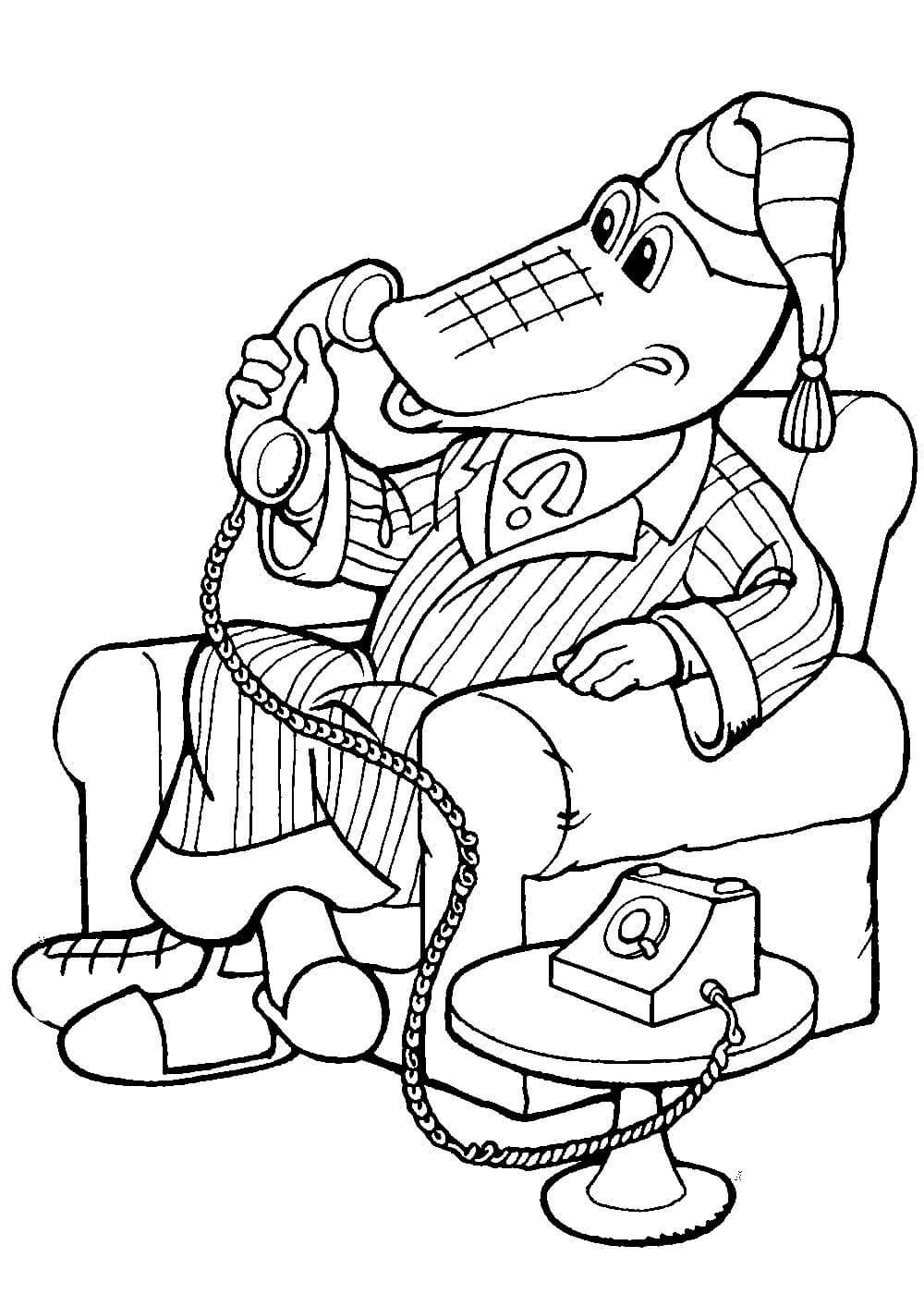 Раскраска крокодил Корнея Чуковского