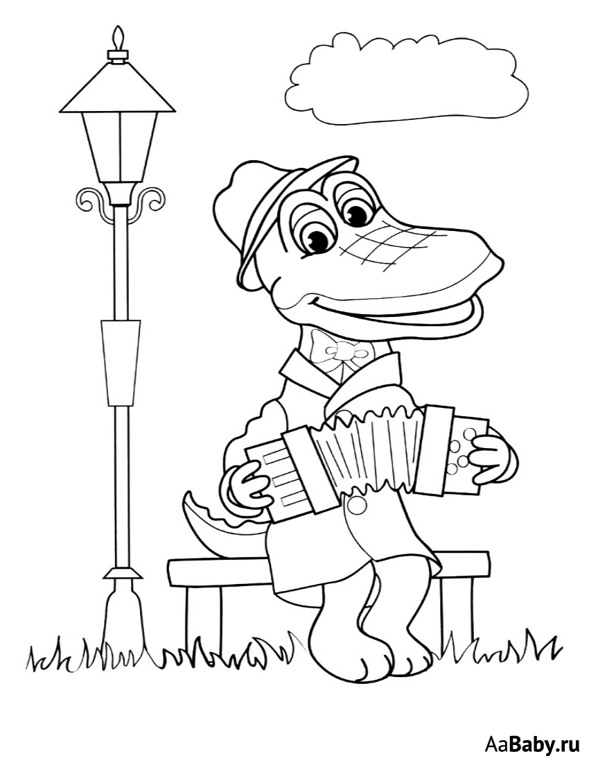 Раскраска Чебурашка и крокодил Гена для печати