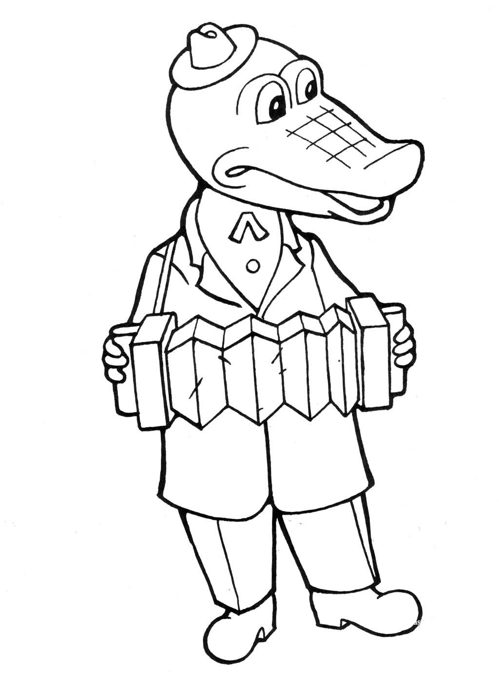 Крокодил Гена разукрашка