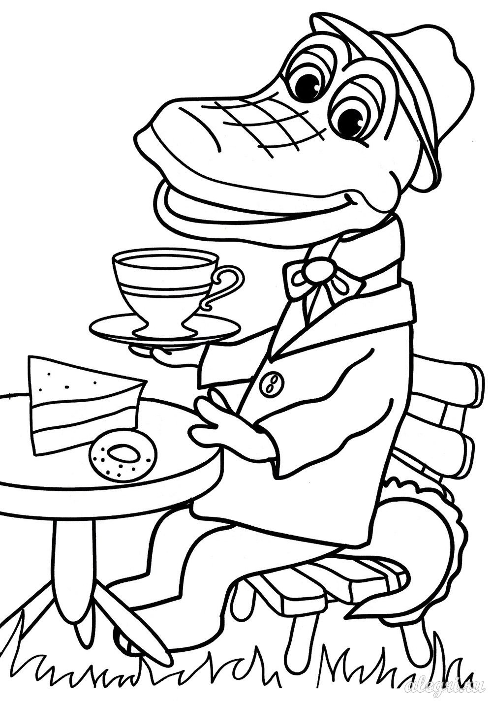 Крокодил Гена разукрашка