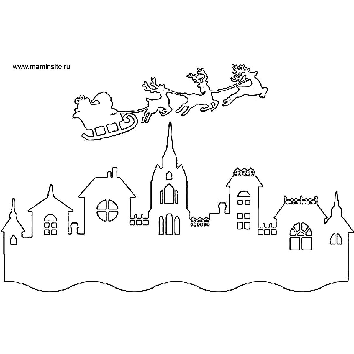 Трафареты новогодних домиков