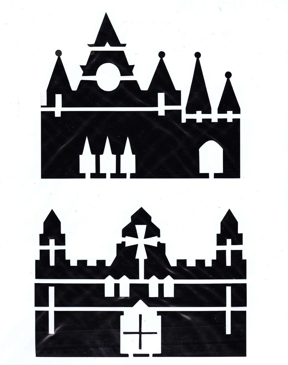 Трафарет замка на стену