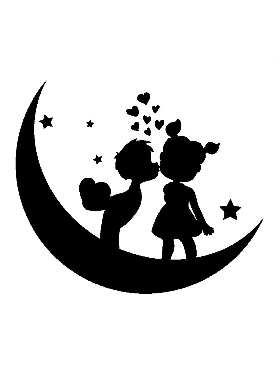 Луна и звезды контур