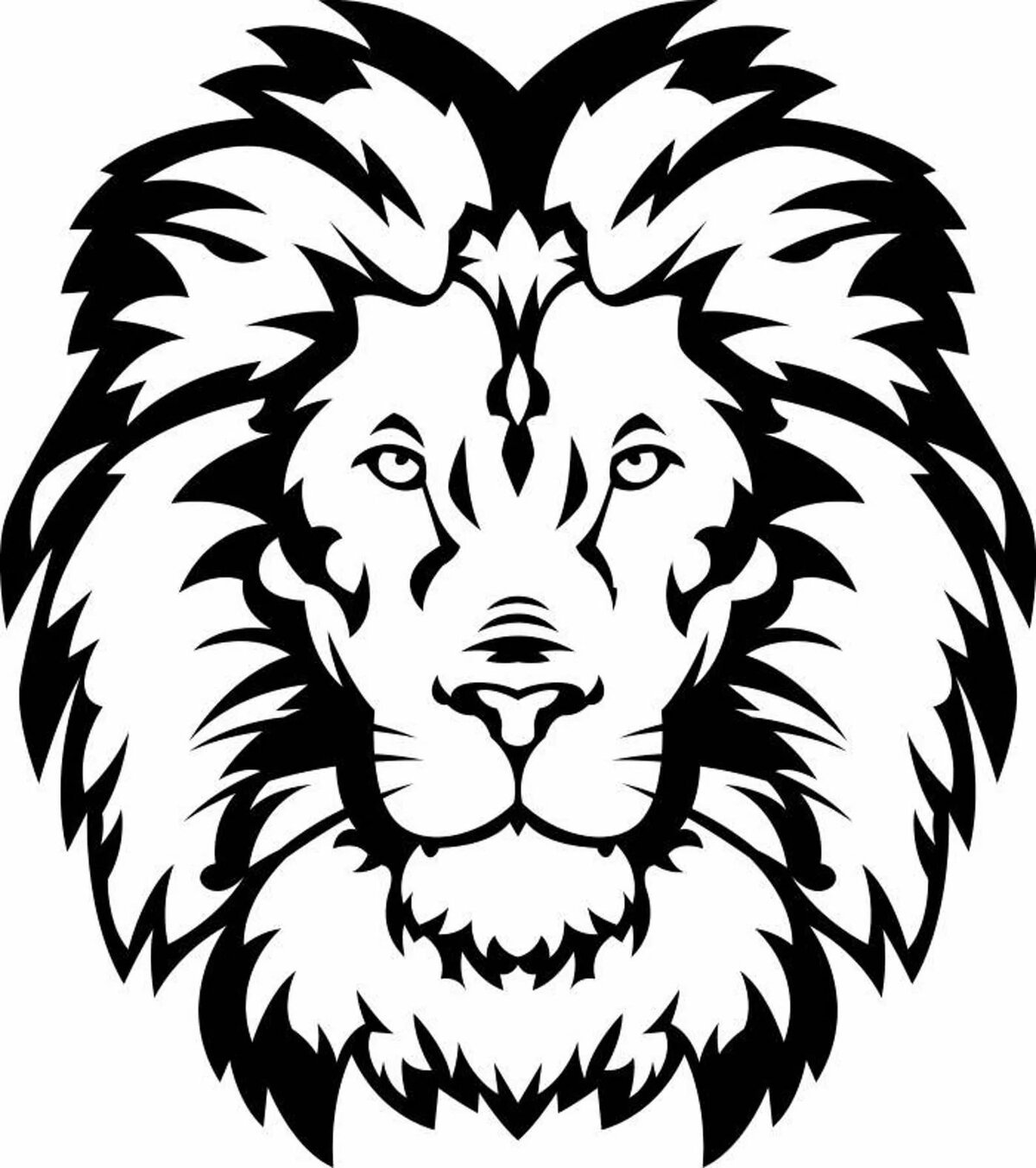 Лев черно белый контур