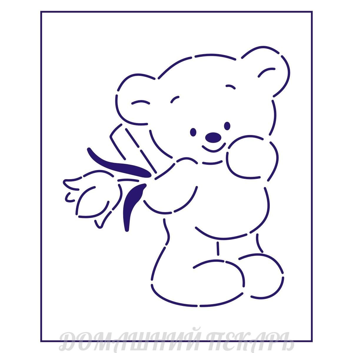 Новогодний мишка трафарет