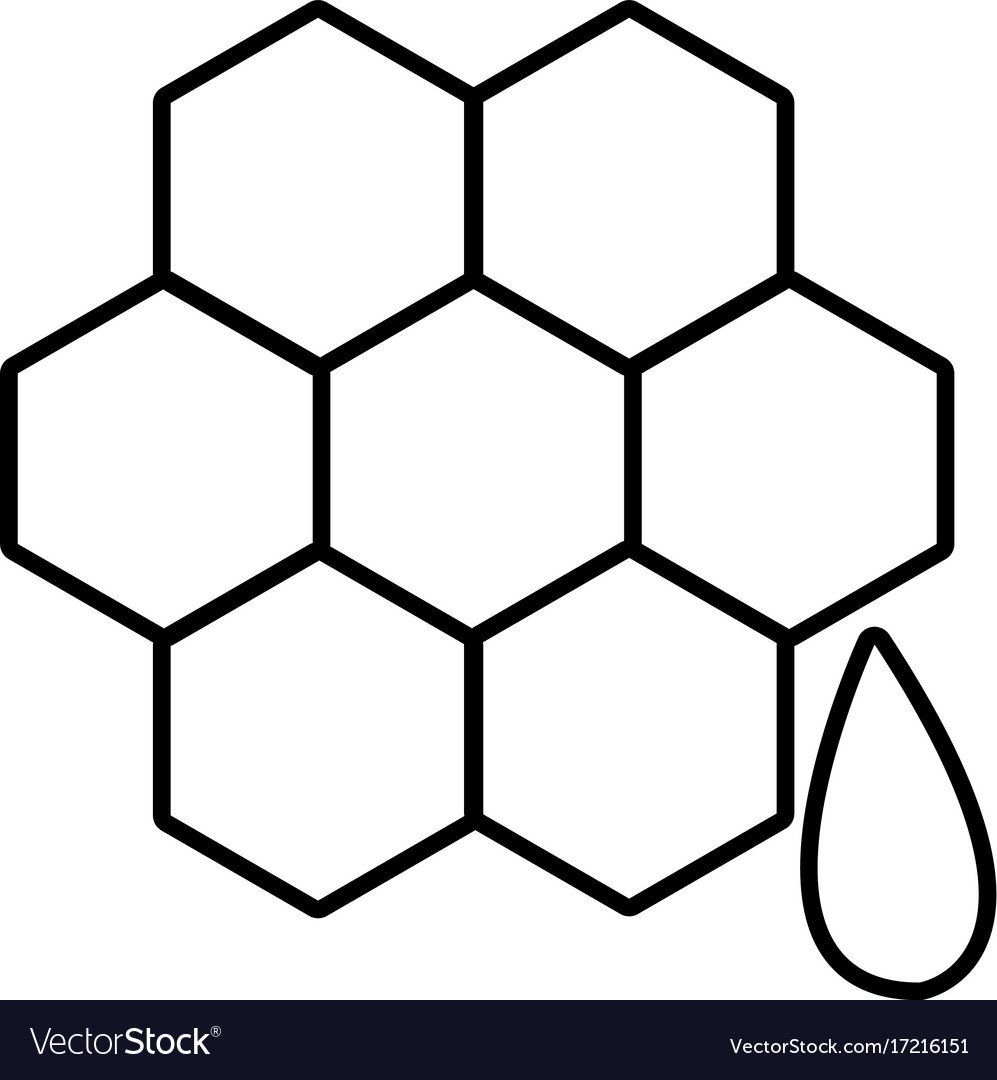 Шестиугольник соты с контуром пчелы