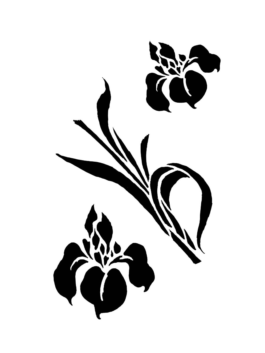 Трафарет ирисов для декора стен