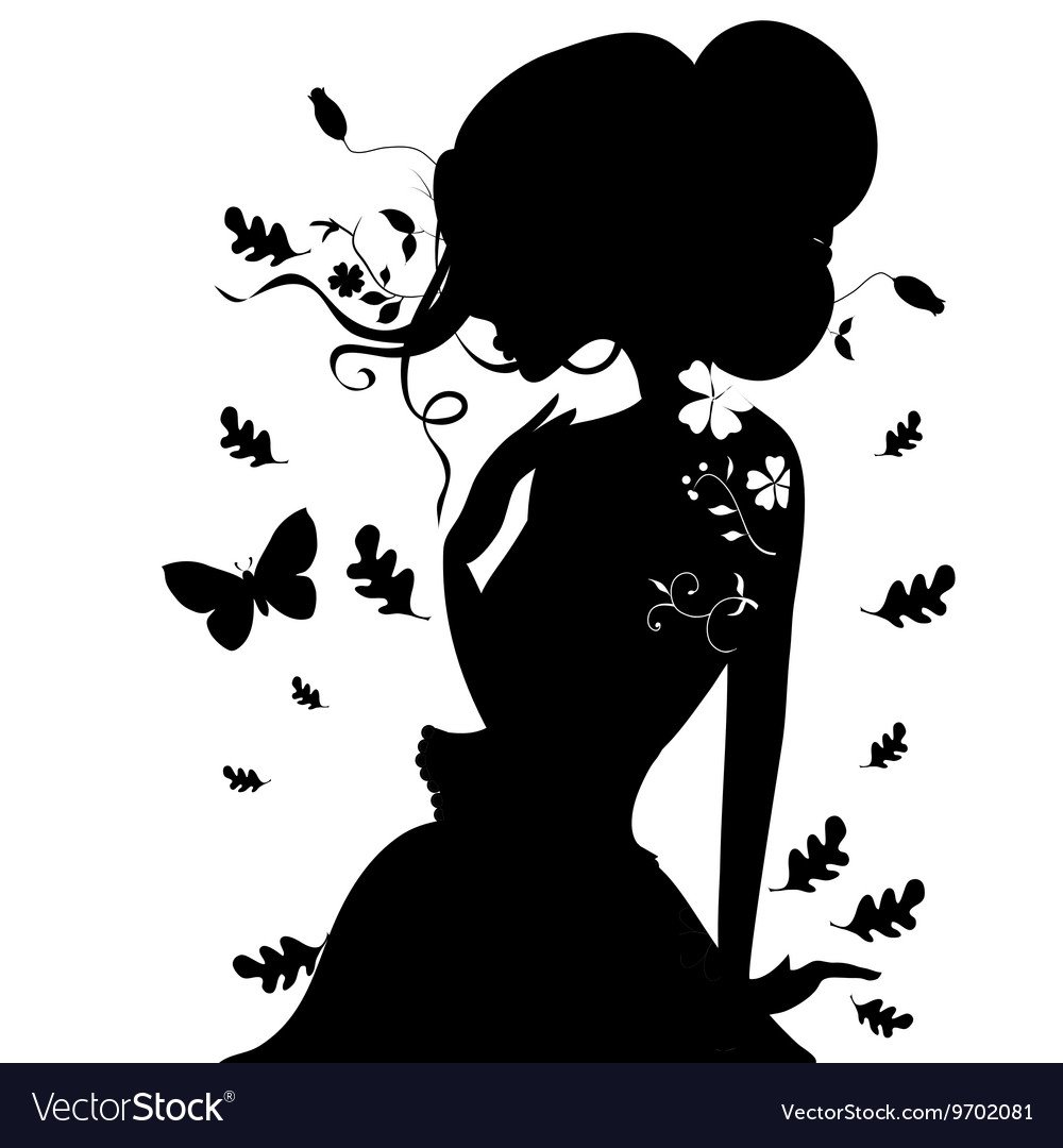 Силуэт женщины с бабочками
