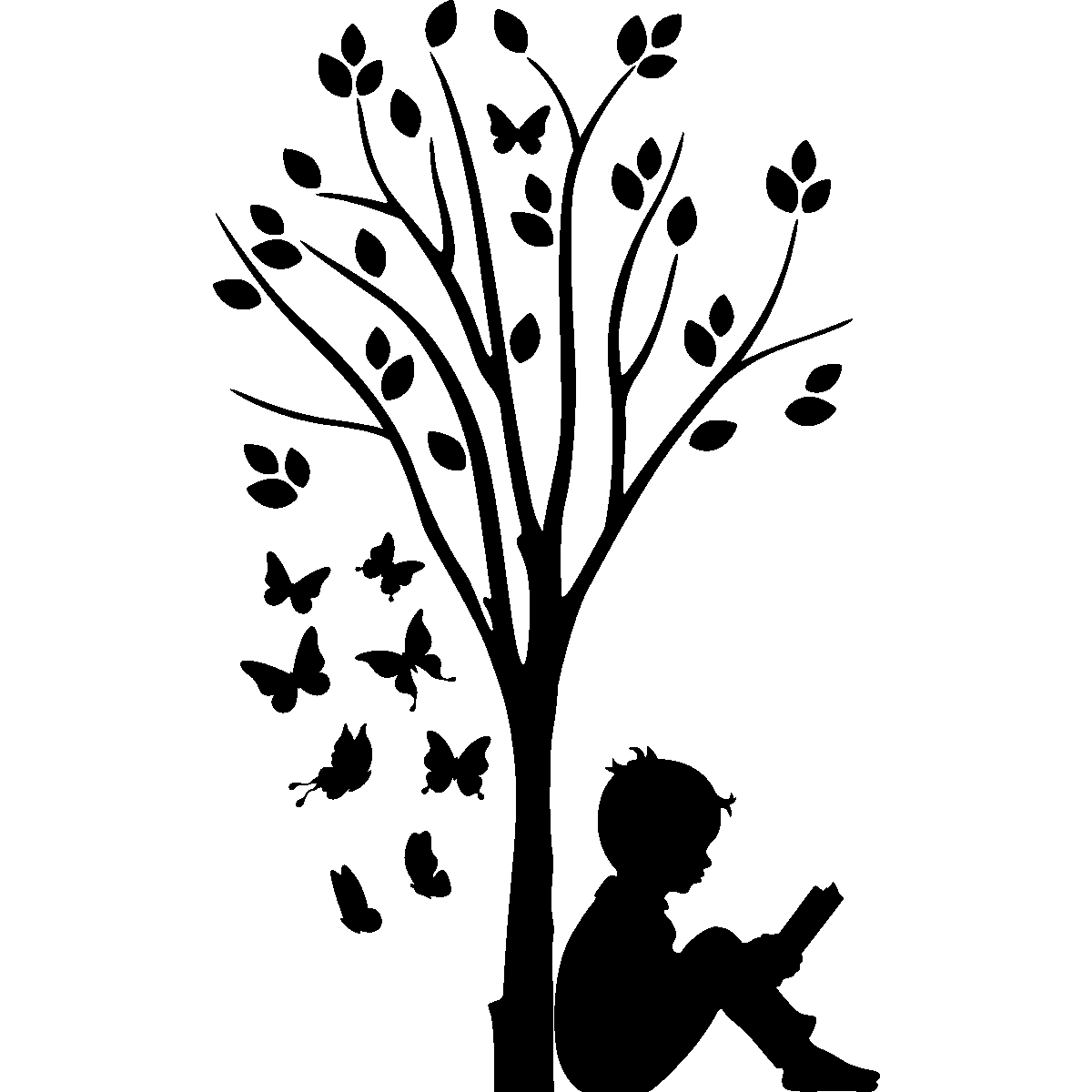 Силуэт под деревом