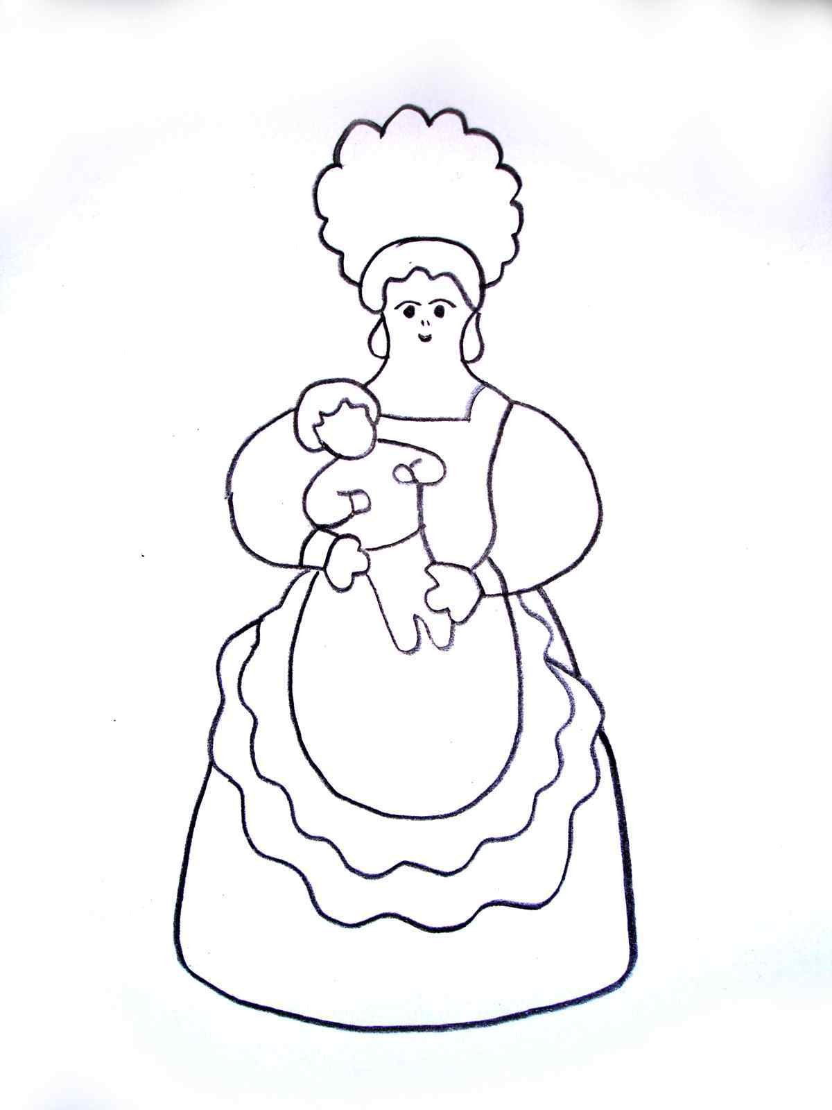 Каргопольская глиняная игрушка раскраска