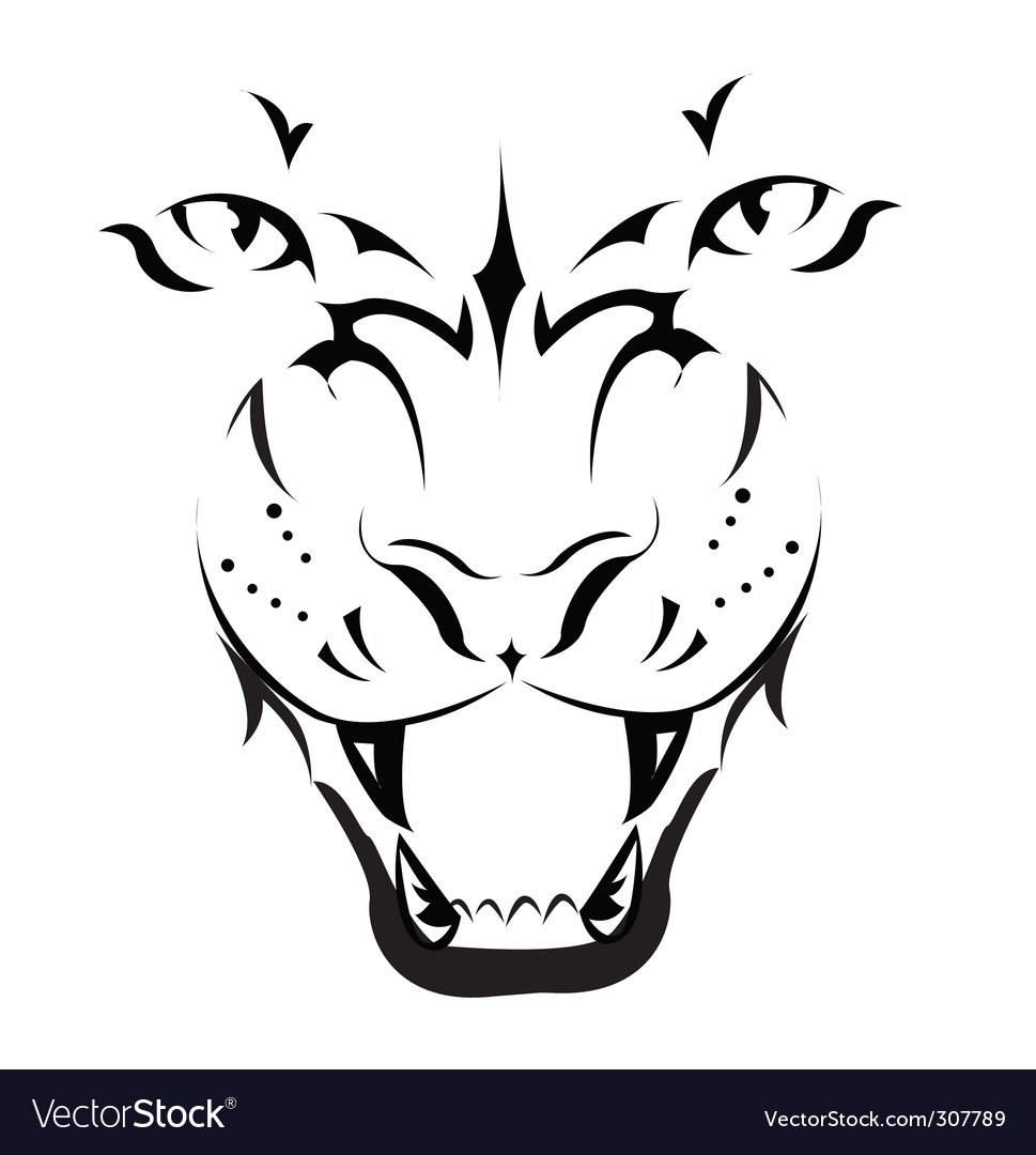 Голова медведя сбоку вектор чб