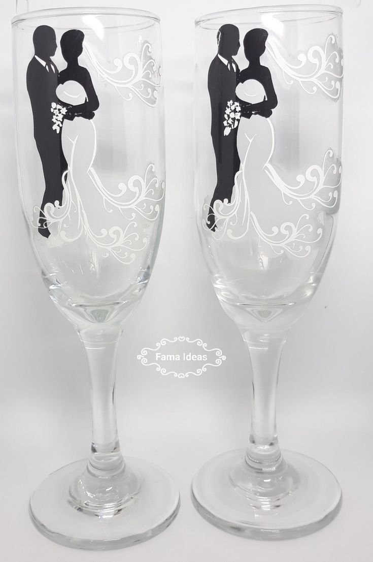 Трафарет для свадебных бокалов