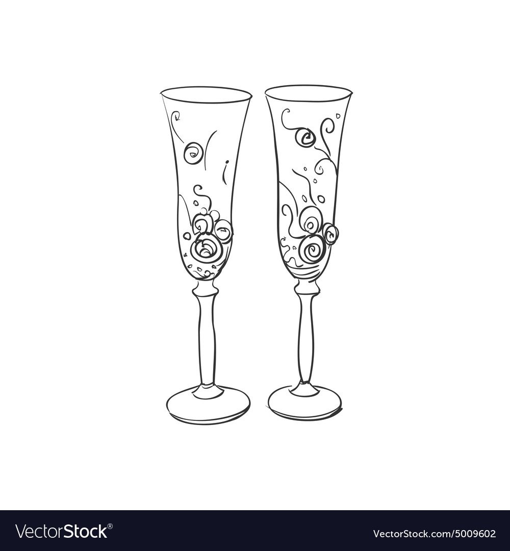 Свадебные бокалы контуром