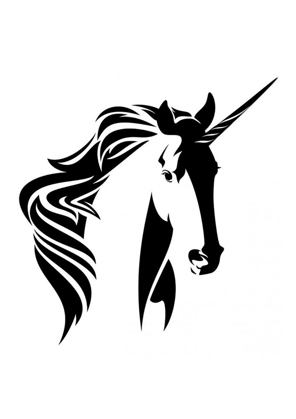 Единорог Векторная черно белая