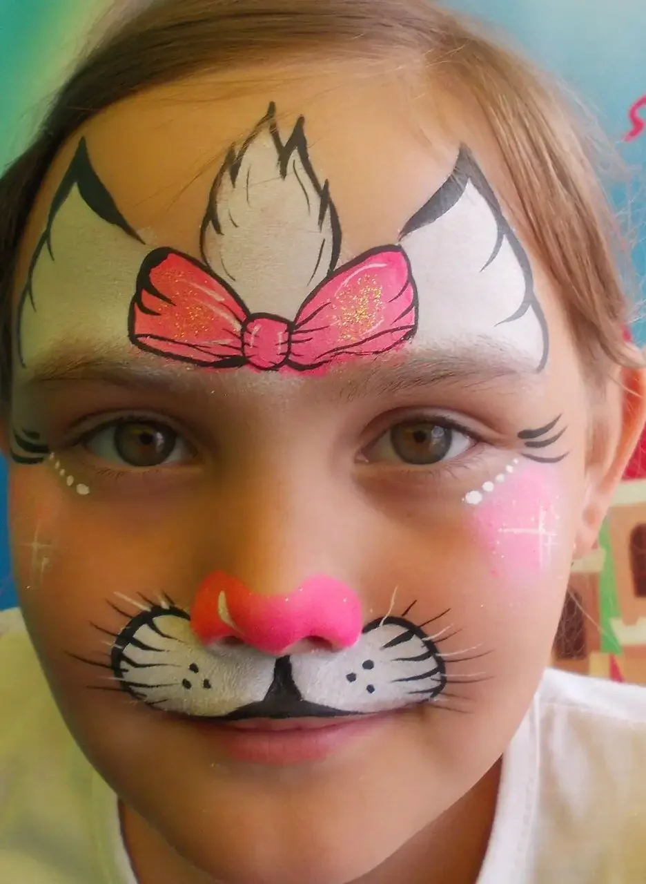 Аквагрим кошка на лице