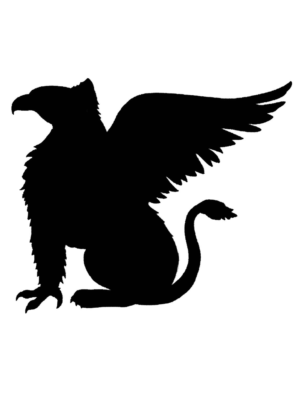 Грифон сидит картинка черно белая