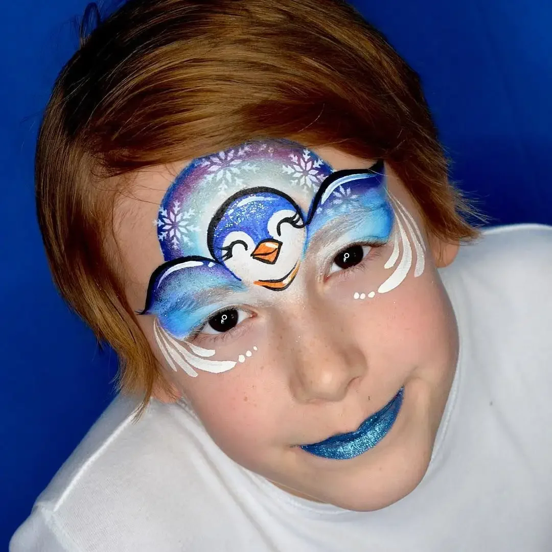 Динозавр аквагрим на лице легкий