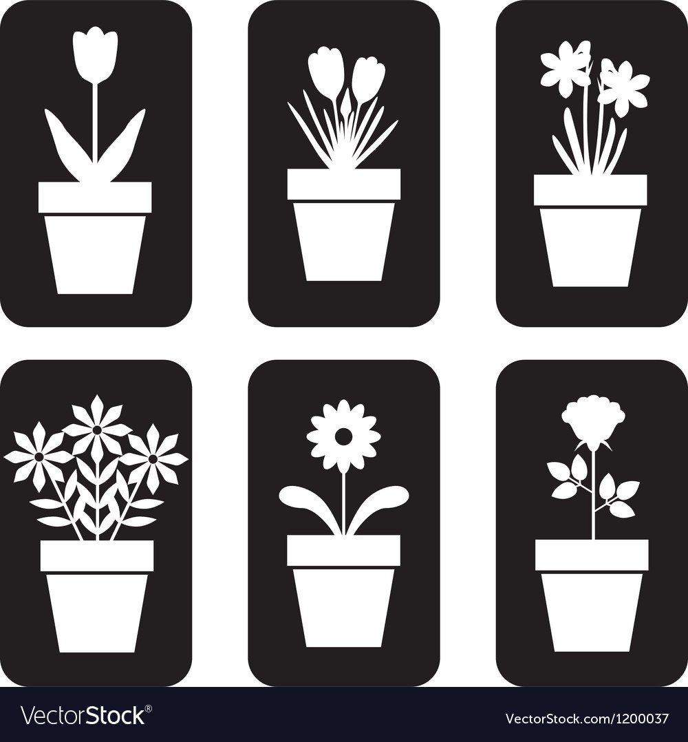 Цветы в горшке для вырезания