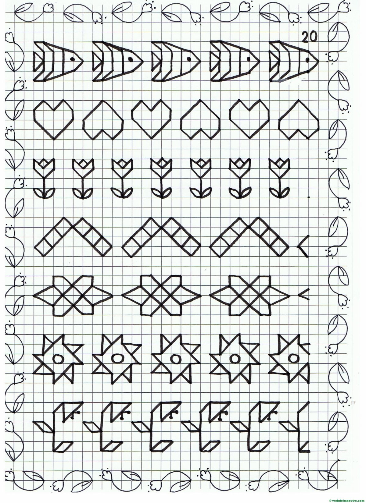 Узоры в клеточку в тетради