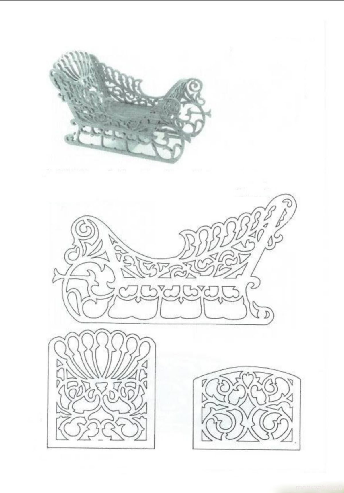 Санки резные трафарет