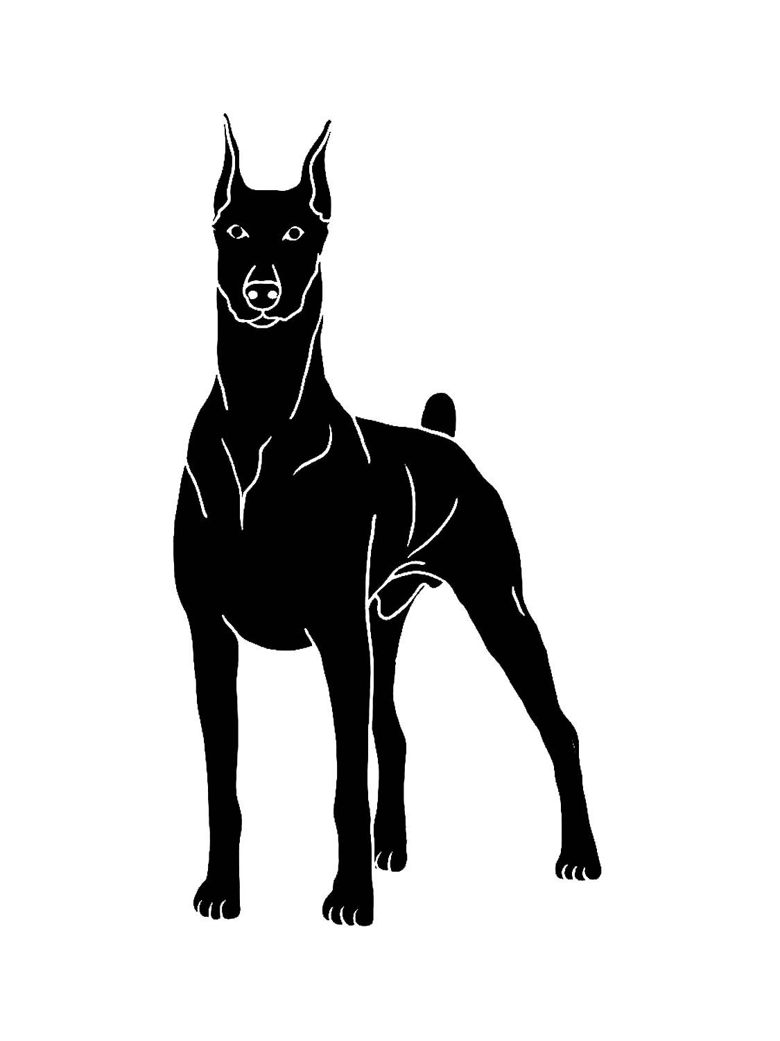 Трафарет добермана с боку