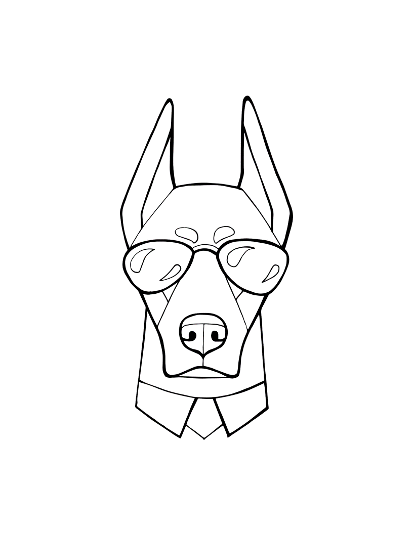 Тату Доберман контурный