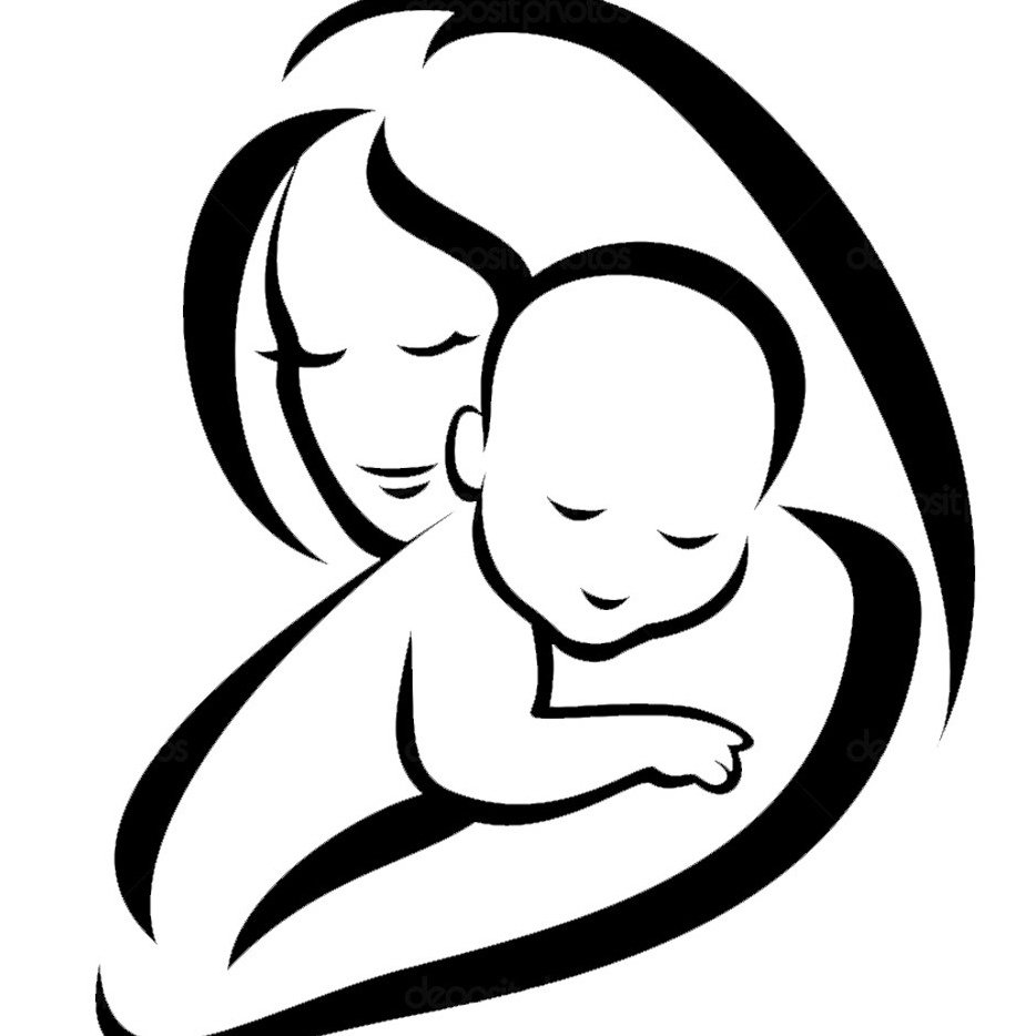 Трафарет матери и ребенка