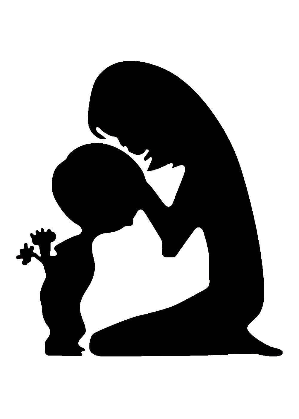 Силуэт лица мамы для детей