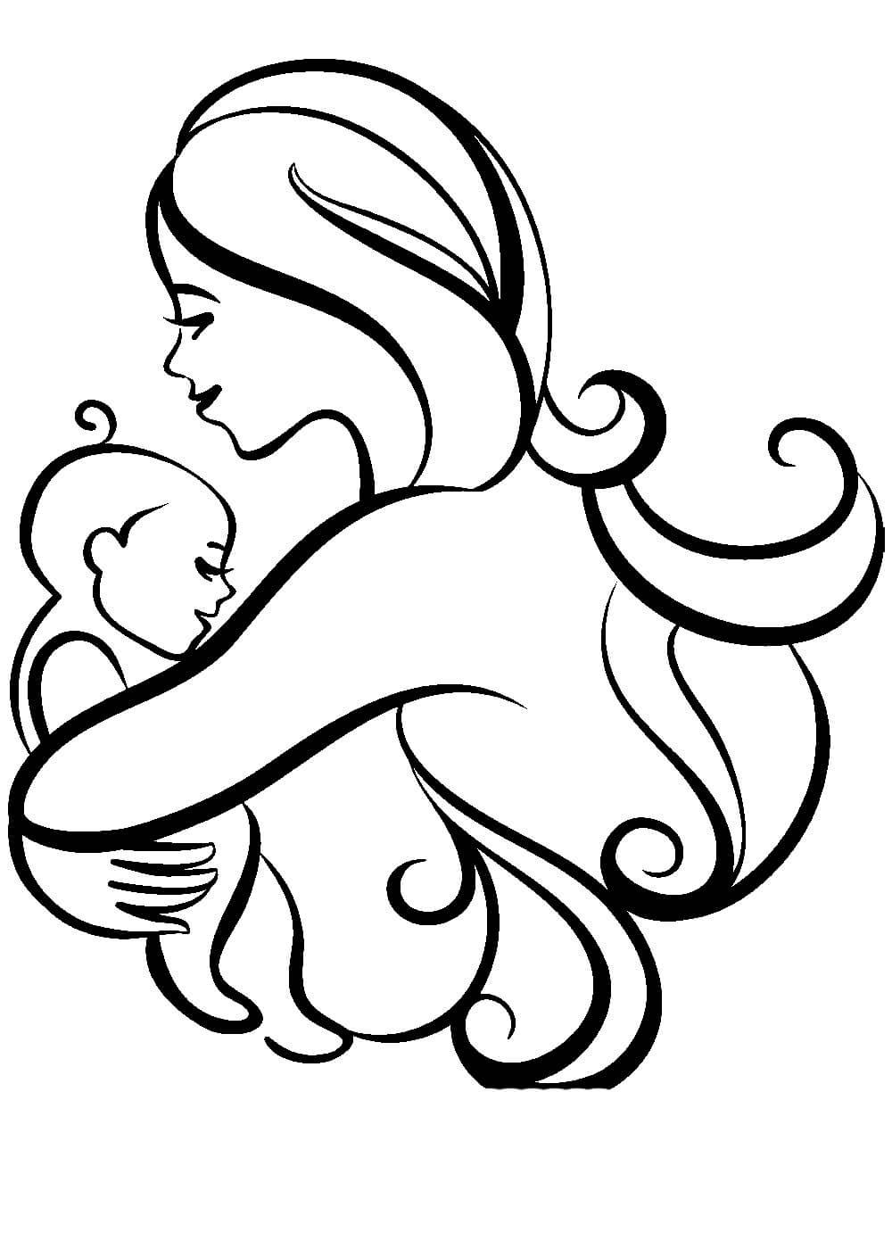 Трафарет матери и ребенка