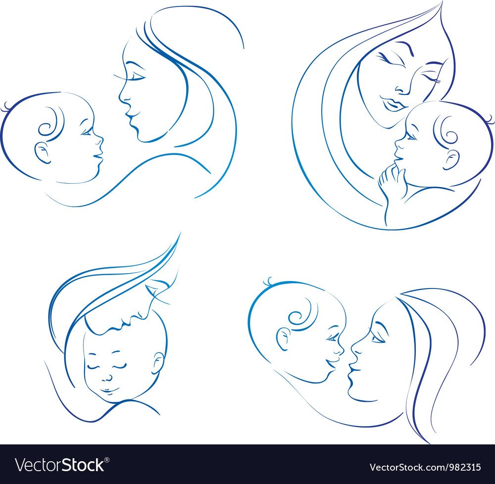 Мама и малыш силуэт