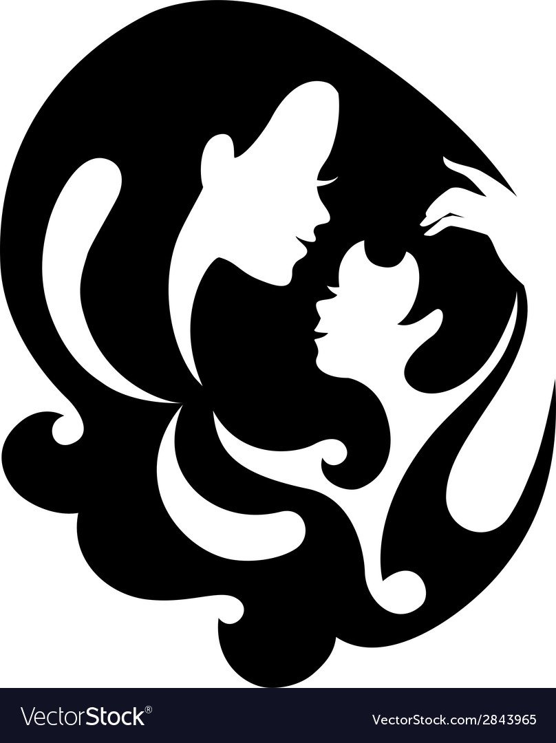 Трафарет мама с ребенком