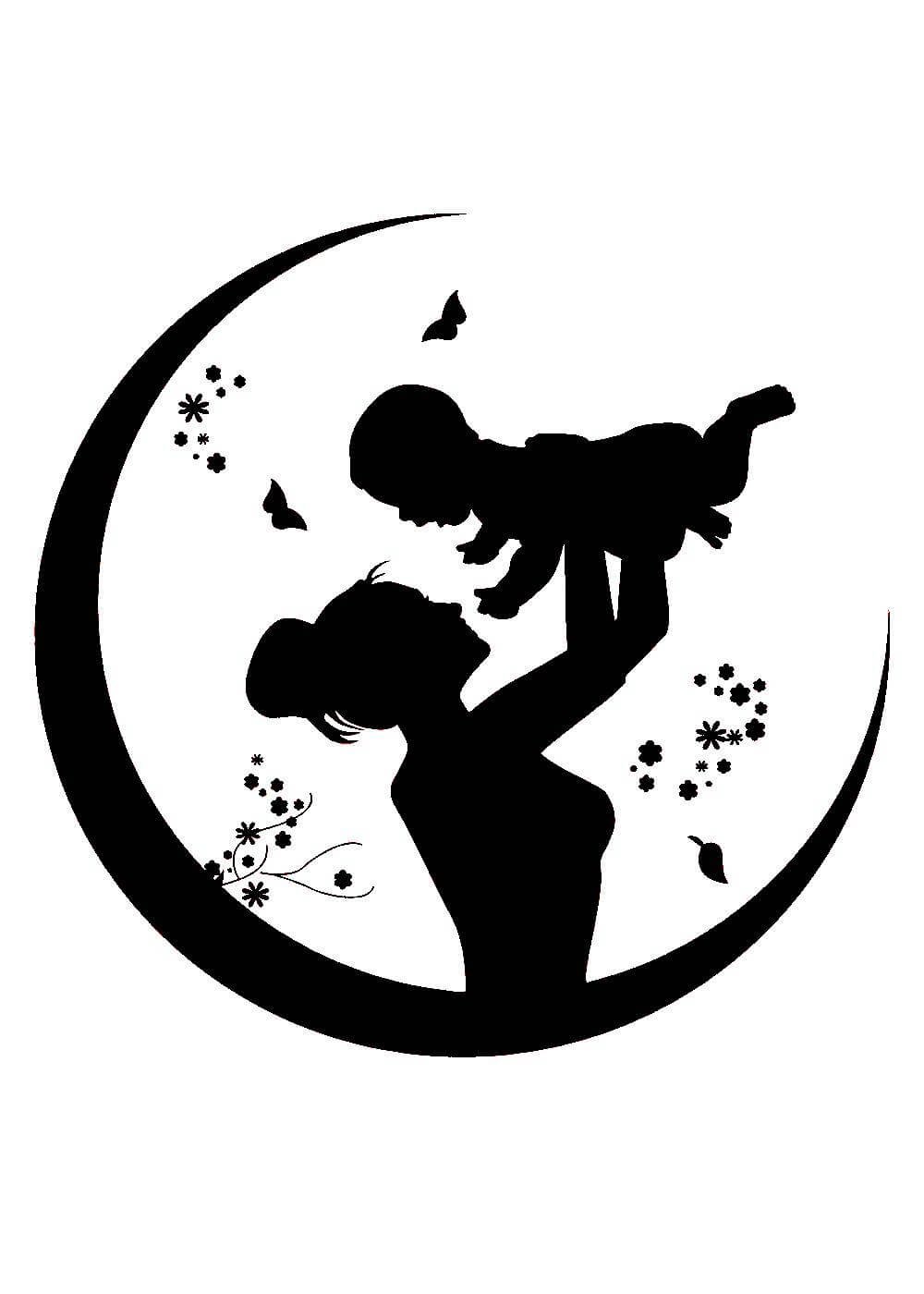 Силуэт родителей с ребенком