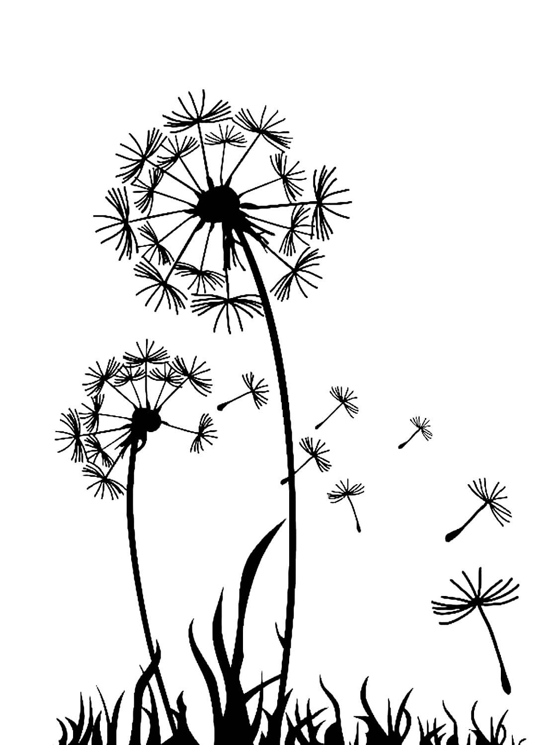 Трафарет одуванчика на стену