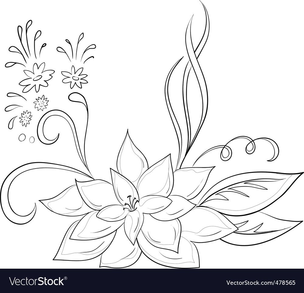 Трафарет угловой цветочной композиции