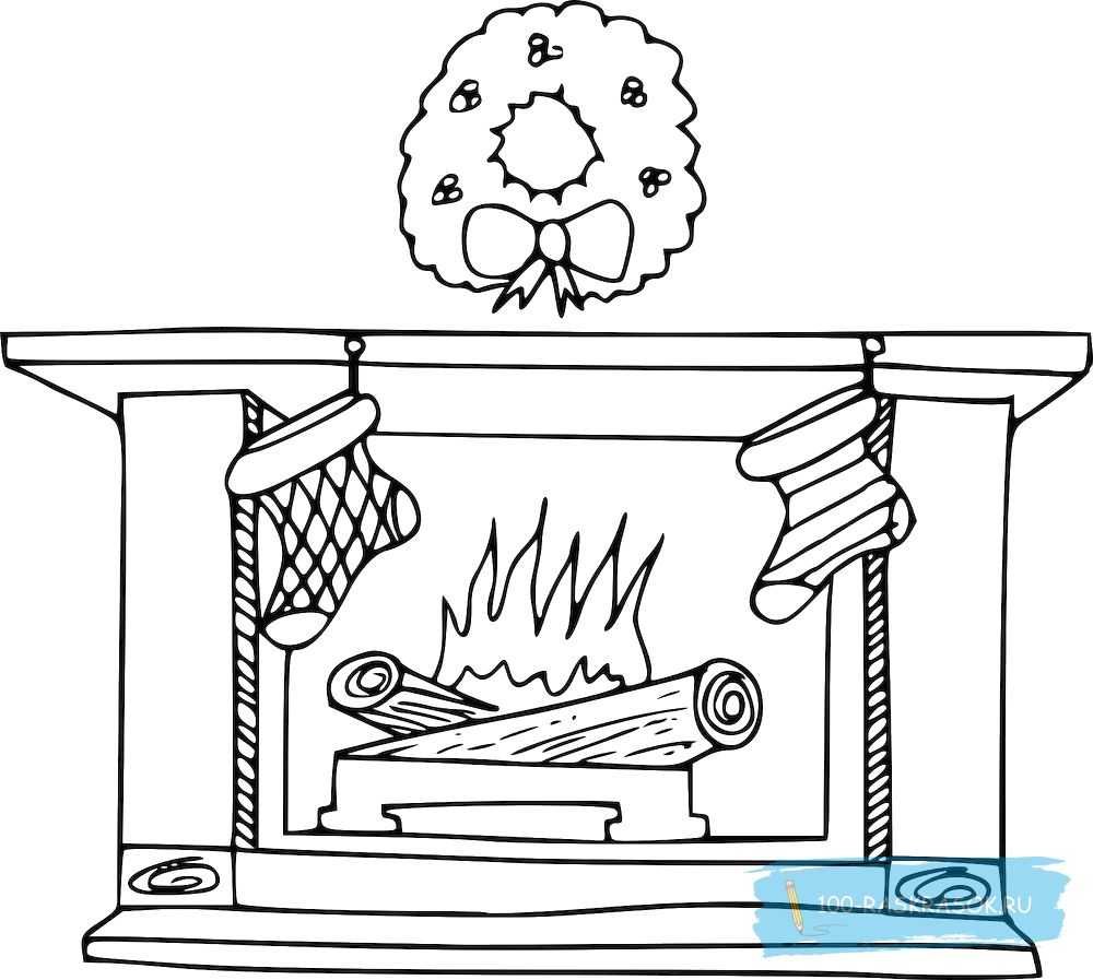 Камин раскраска