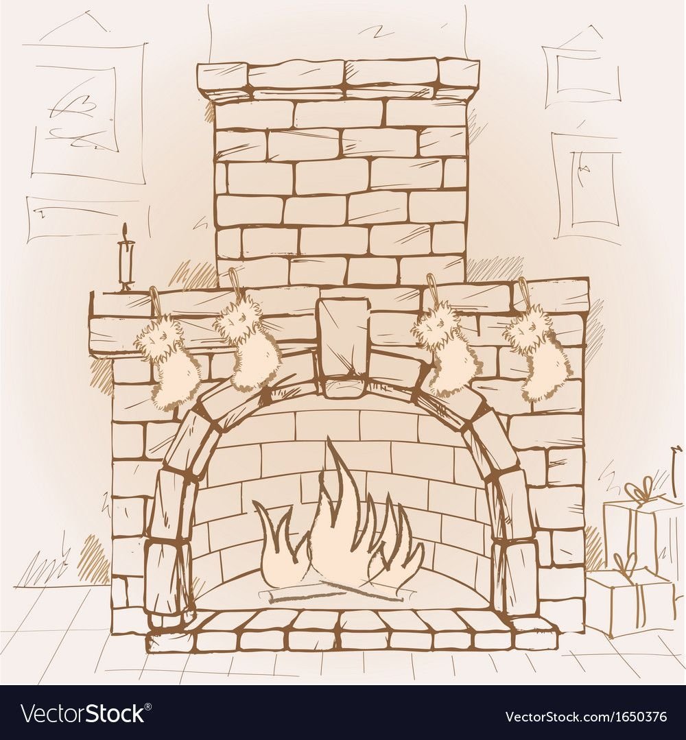 Нарисовать камин на стене