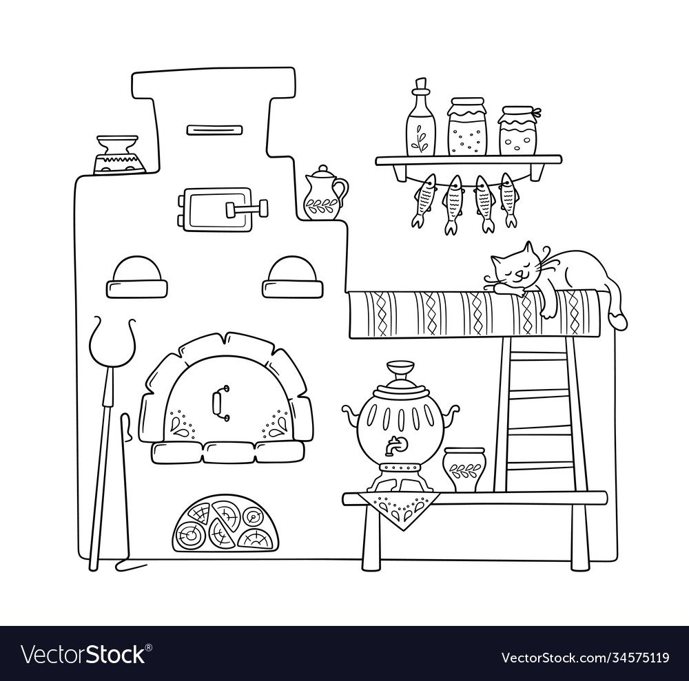 Печка раскраска