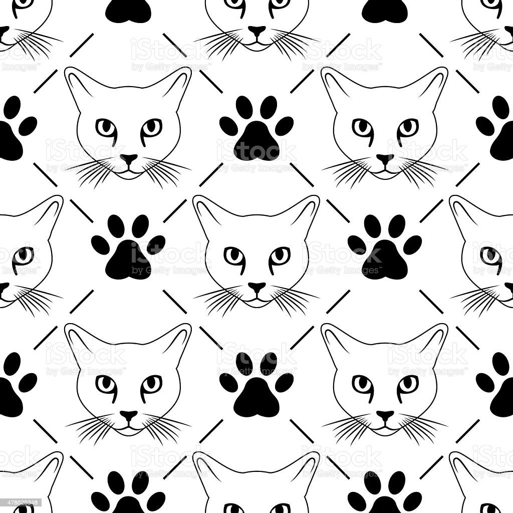 Принт котики черно белый