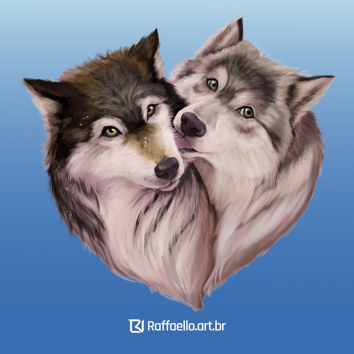 Красивый арт пара Волков