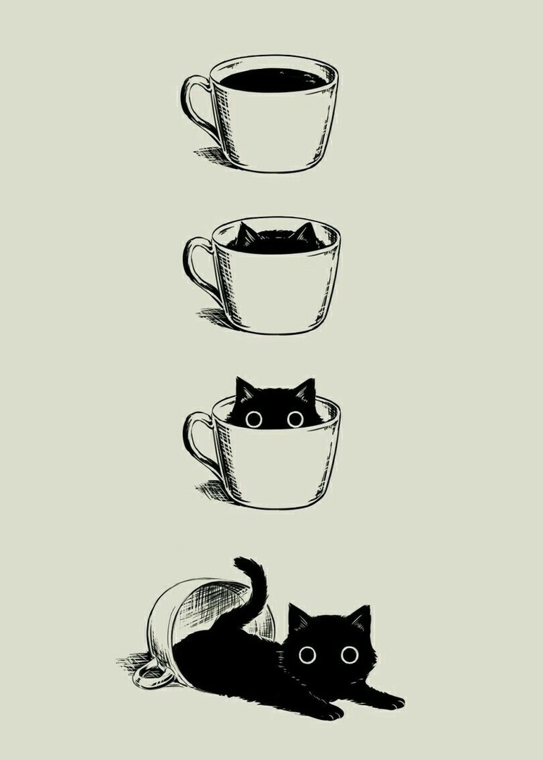 Кот и кофе арт