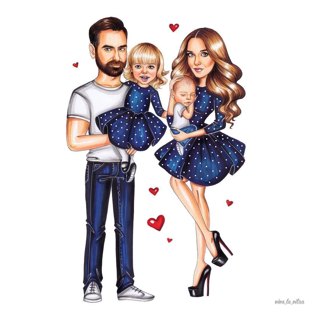 Модные иллюстрации семья