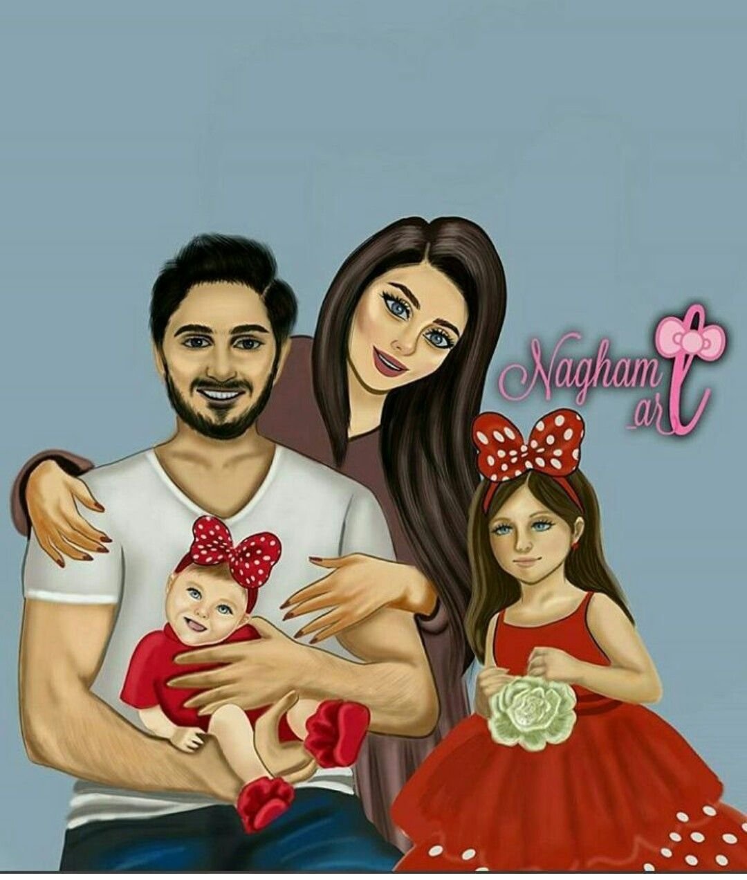 Мультяшная пара с ребенком