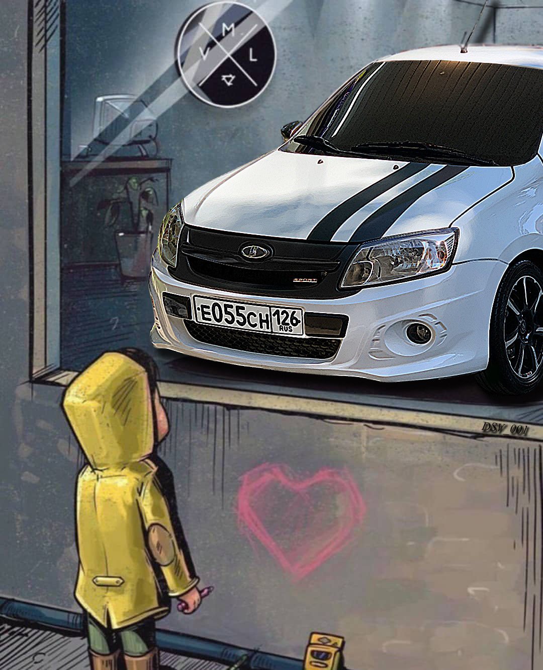 Мальчик у витрины с авто