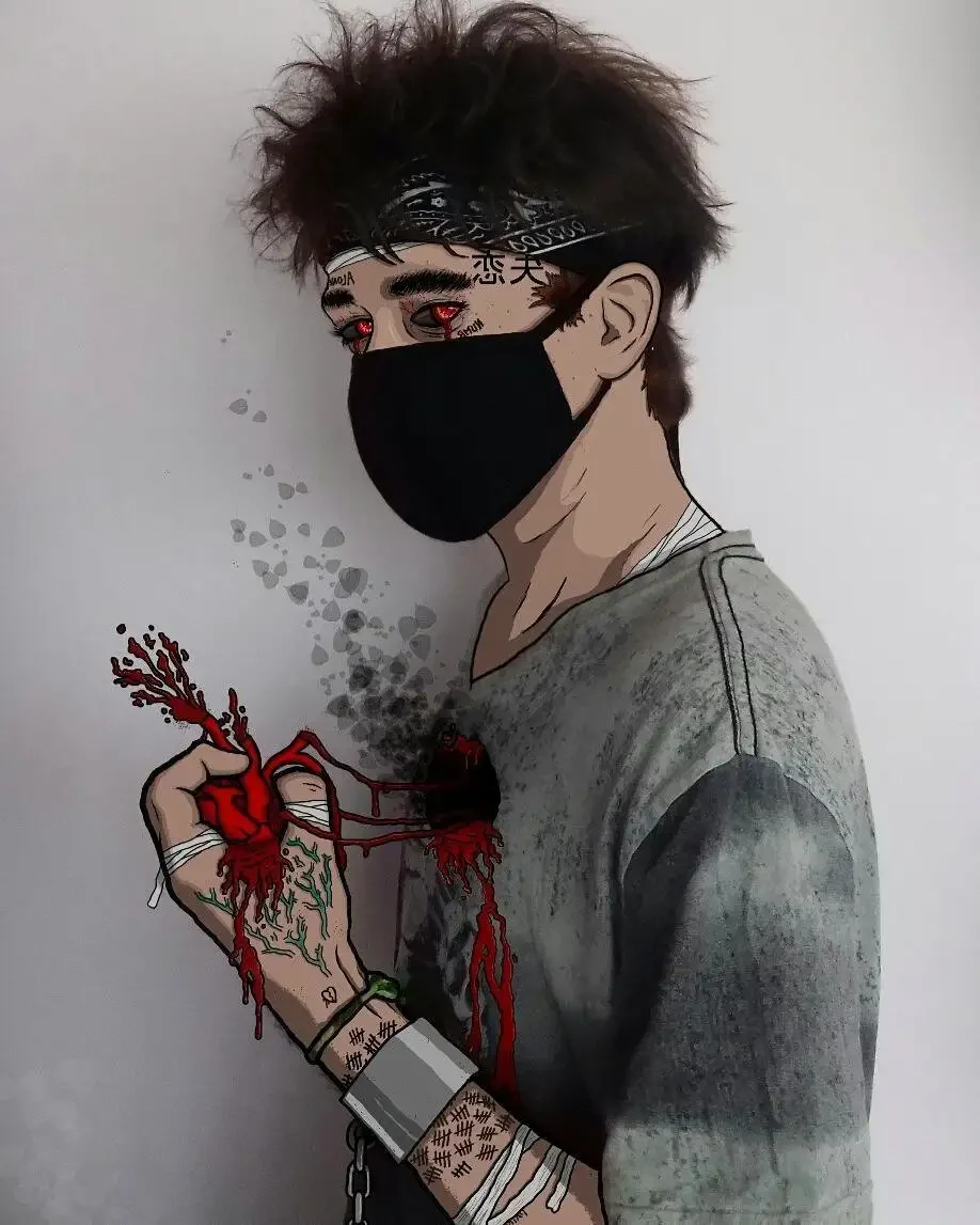 Нарисованная девушка в кимоно