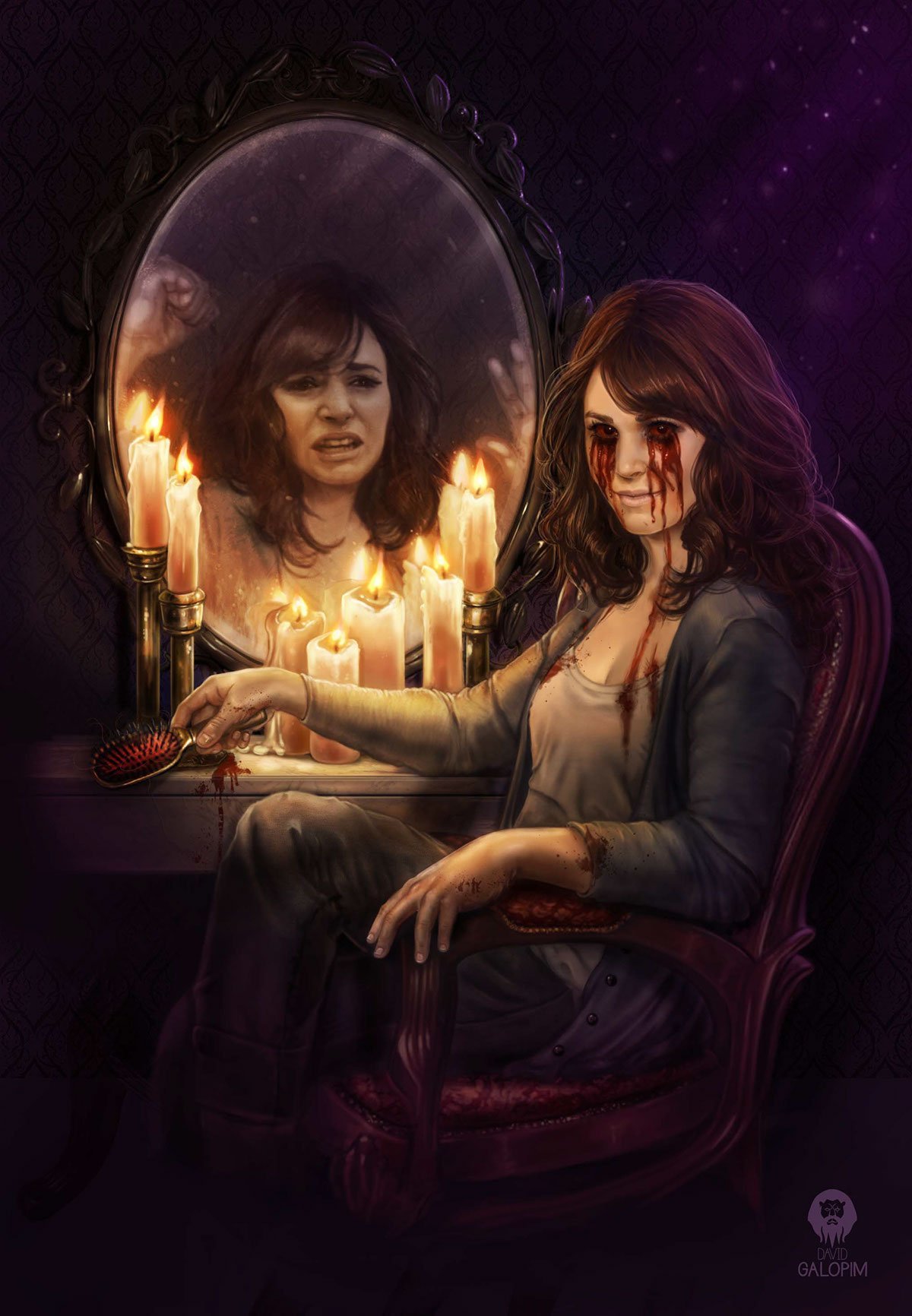 Девушка у зеркала арт