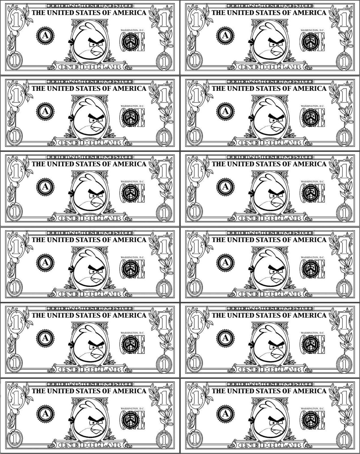 Раскраска деньги для детей