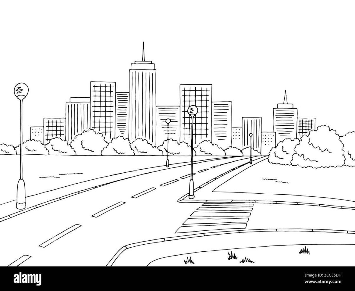 Пейзаж контурный город