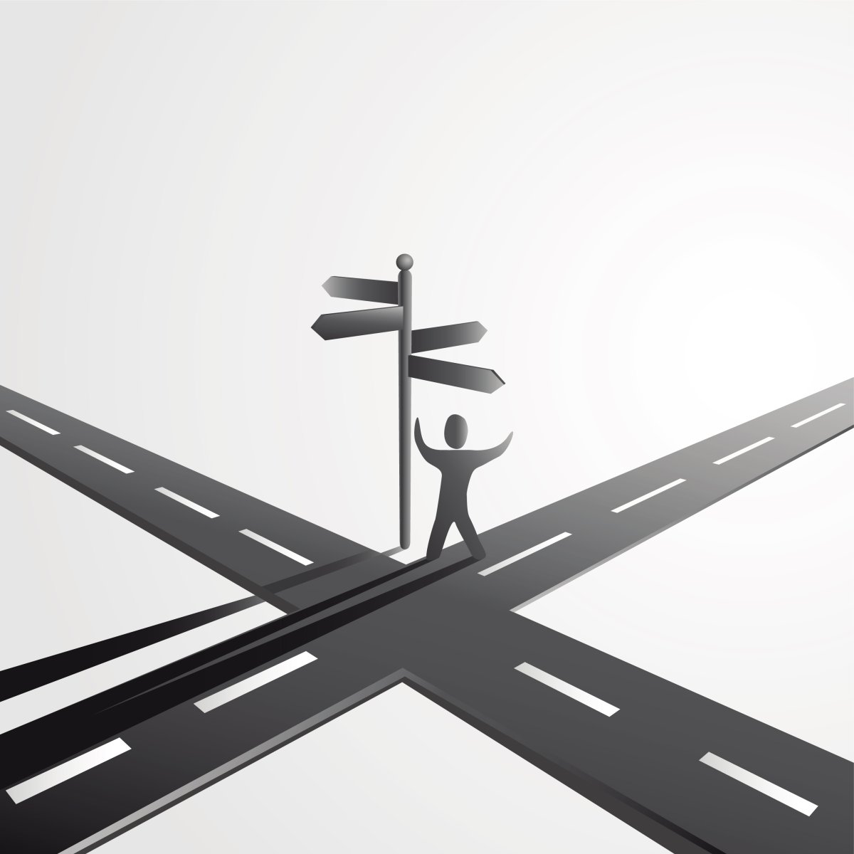 Перекресток на белом фоне